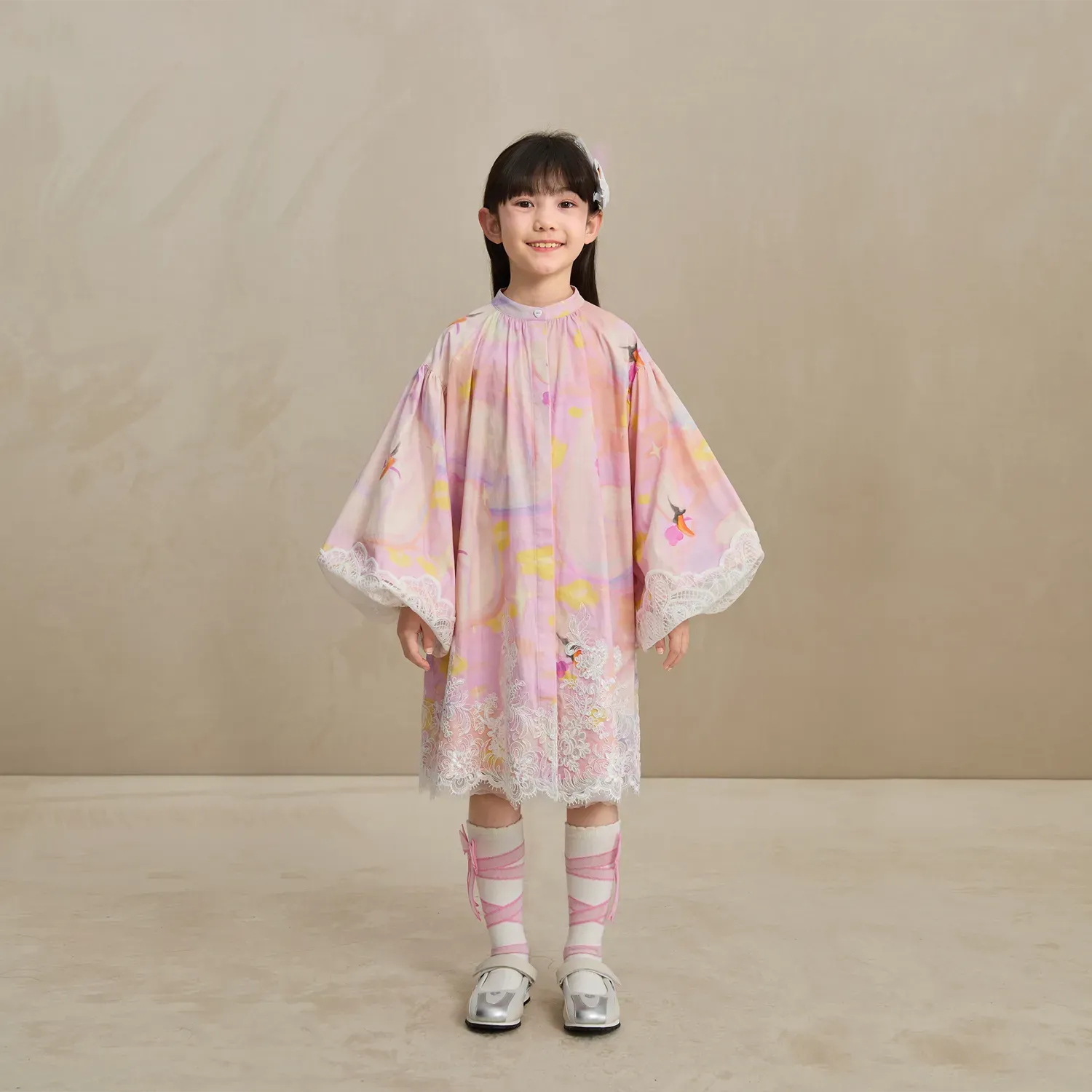 Poco Blush Swan Dream Print Lace Shirt