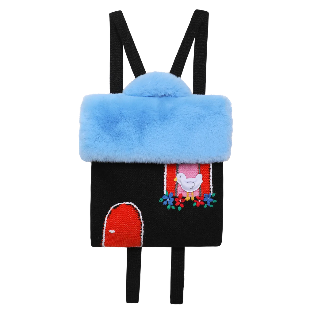 Poco Blush Bird House Knitted Kids Backpack One Size Black