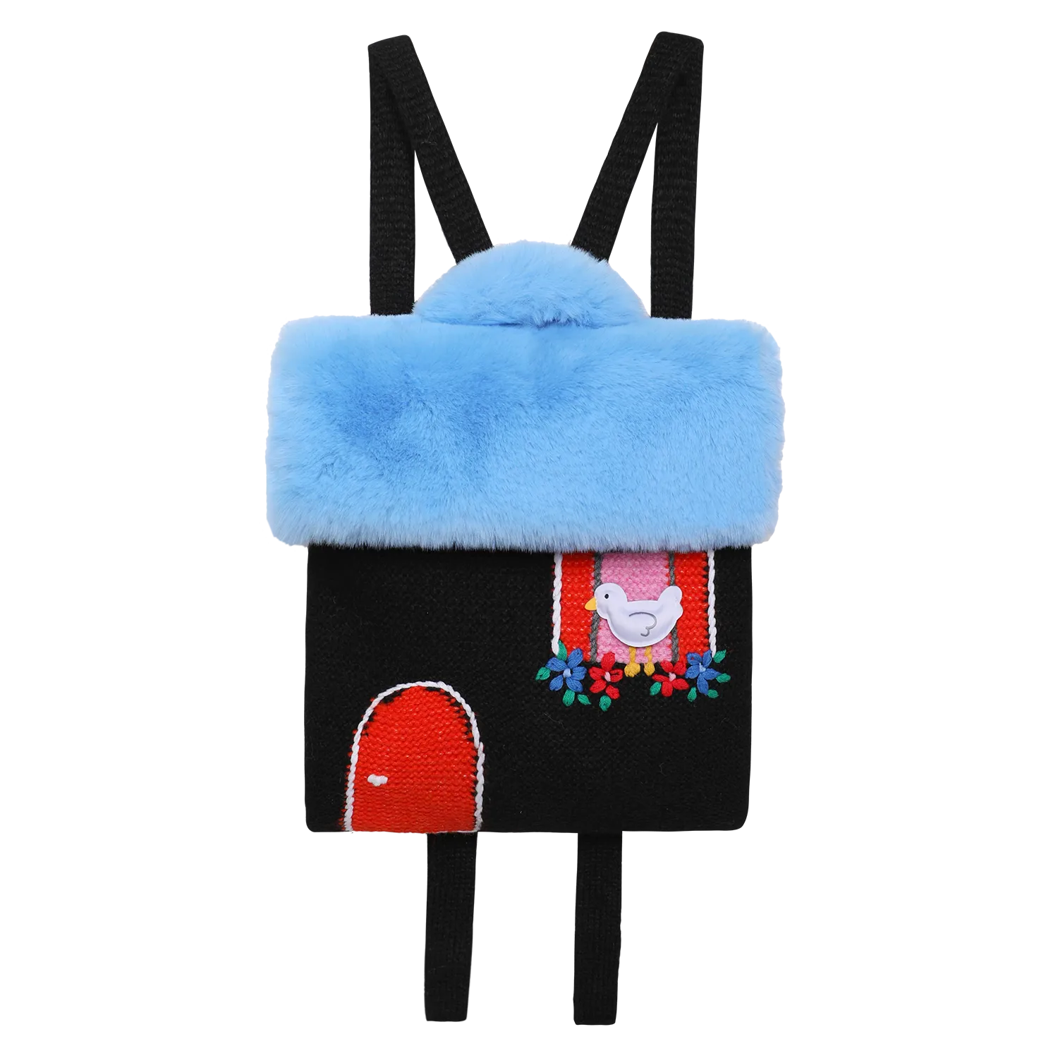 Poco Blush Bird House Knitted Kids Backpack One Size Black