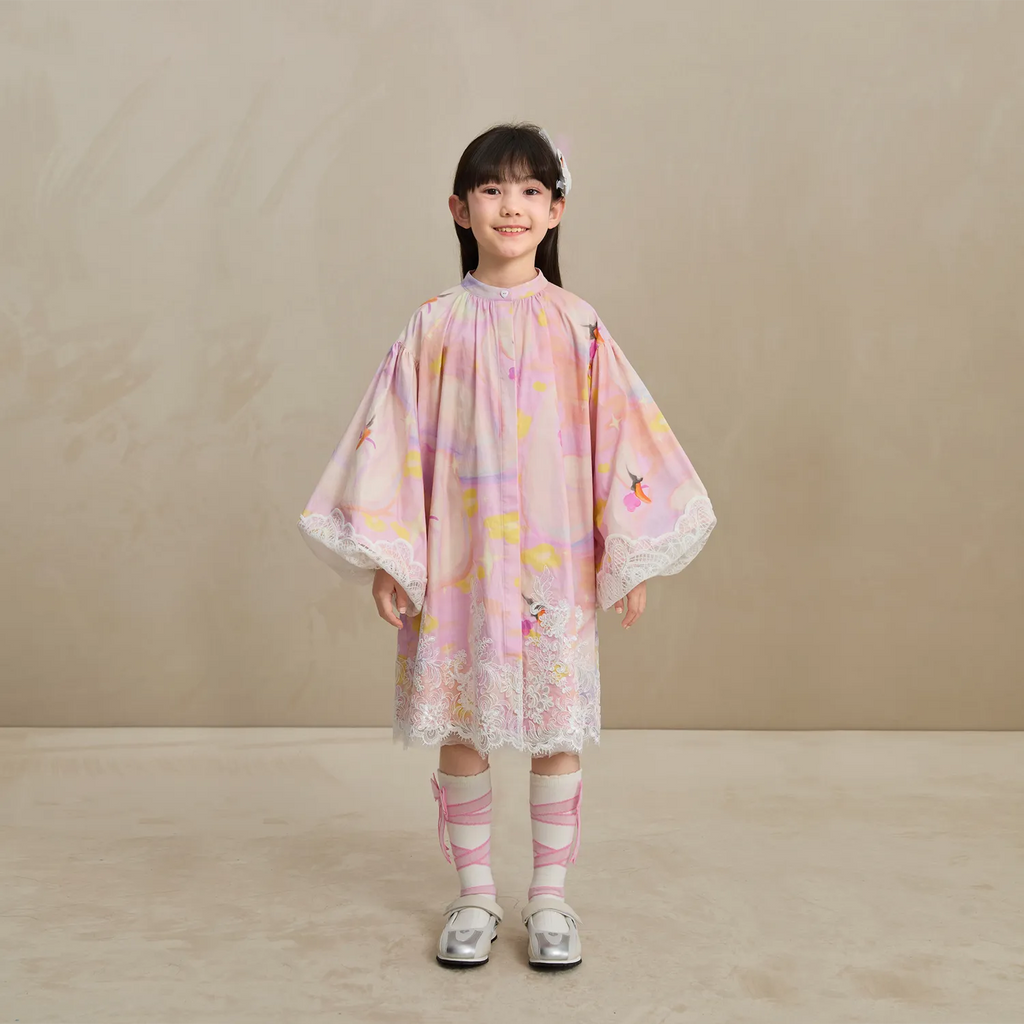 Poco Blush Swan Dream Print Lace Shirt