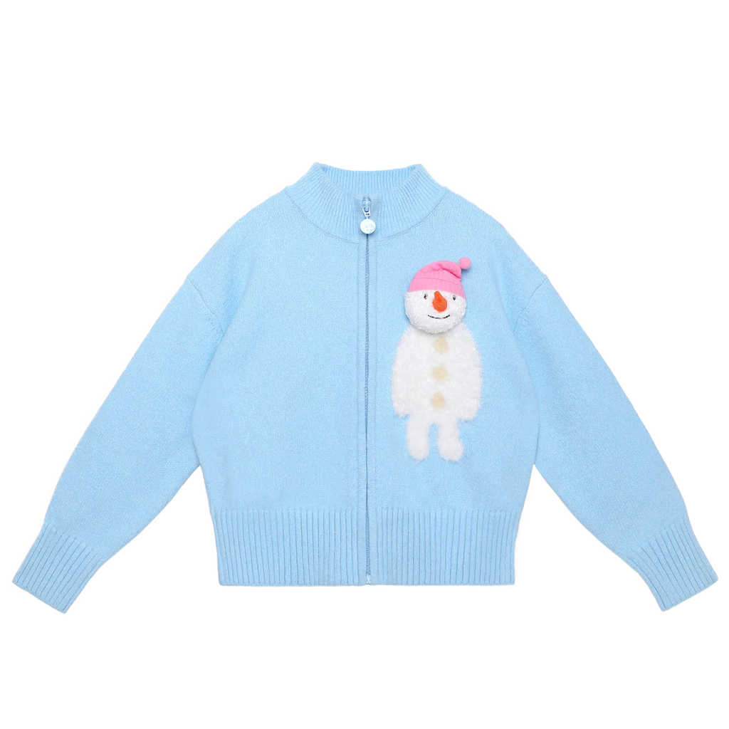 Poco Blush Snowman & Bunny Knit Jacket Blue