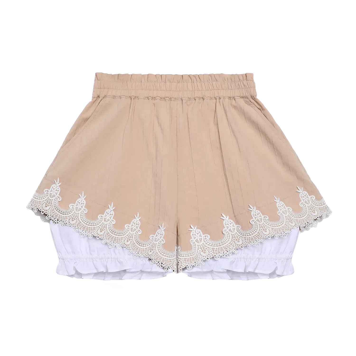 Poco Blush Cotton Bloom Shorts with Lace Hem