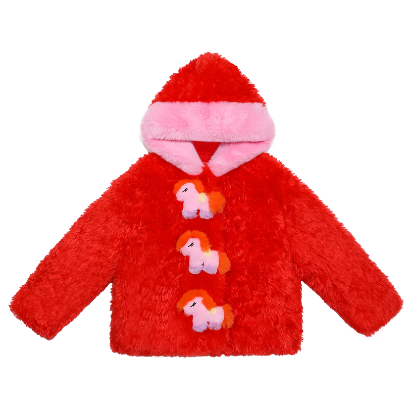 "The Year of Horse" Quilted Puffer Jacket with Plush Pony Toy by Poco Blush