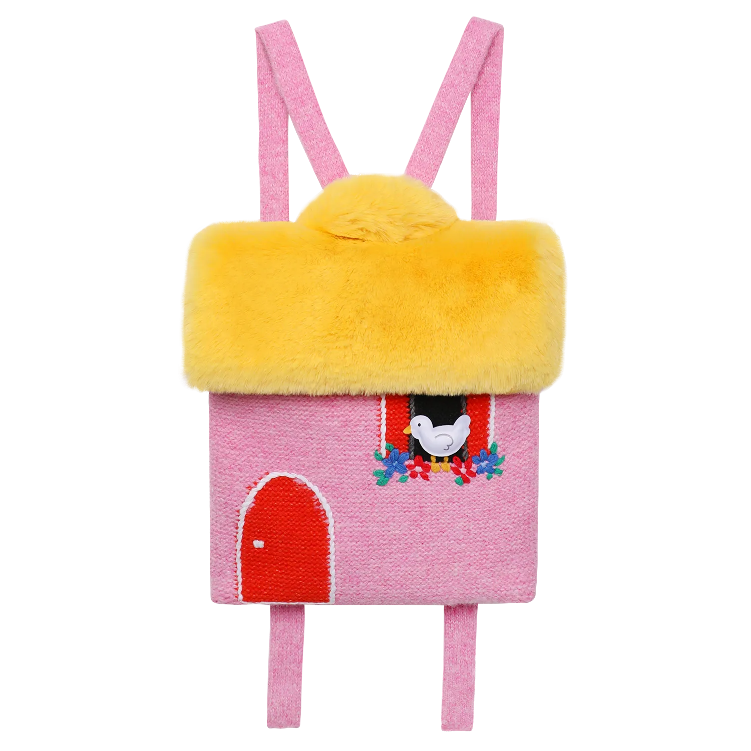 Poco Blush Bird House Knitted Kids Backpack One Size Pink