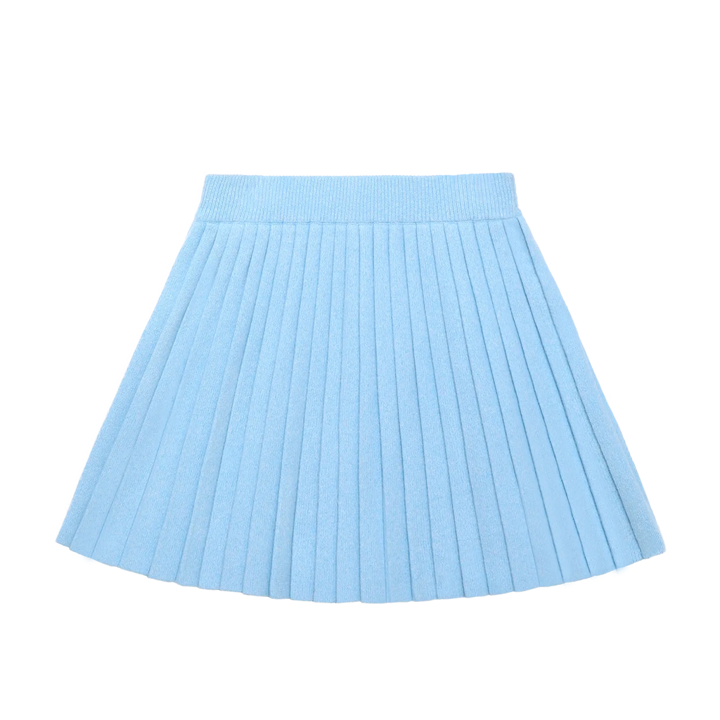 Poco Blush Snowman & Bunny Pleated Knit Skirt Blue