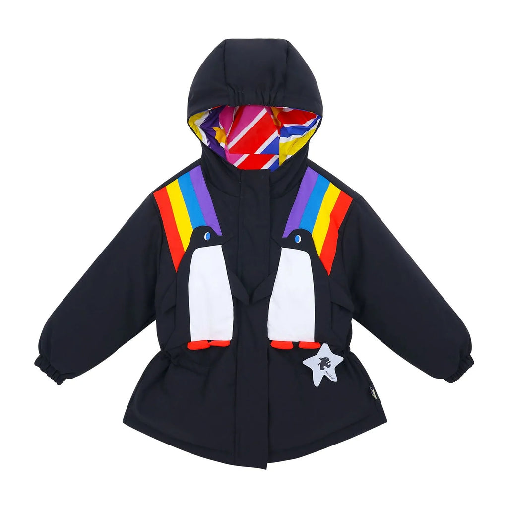 Poco Blush Rainbow Penguin Reversible Down Jacket