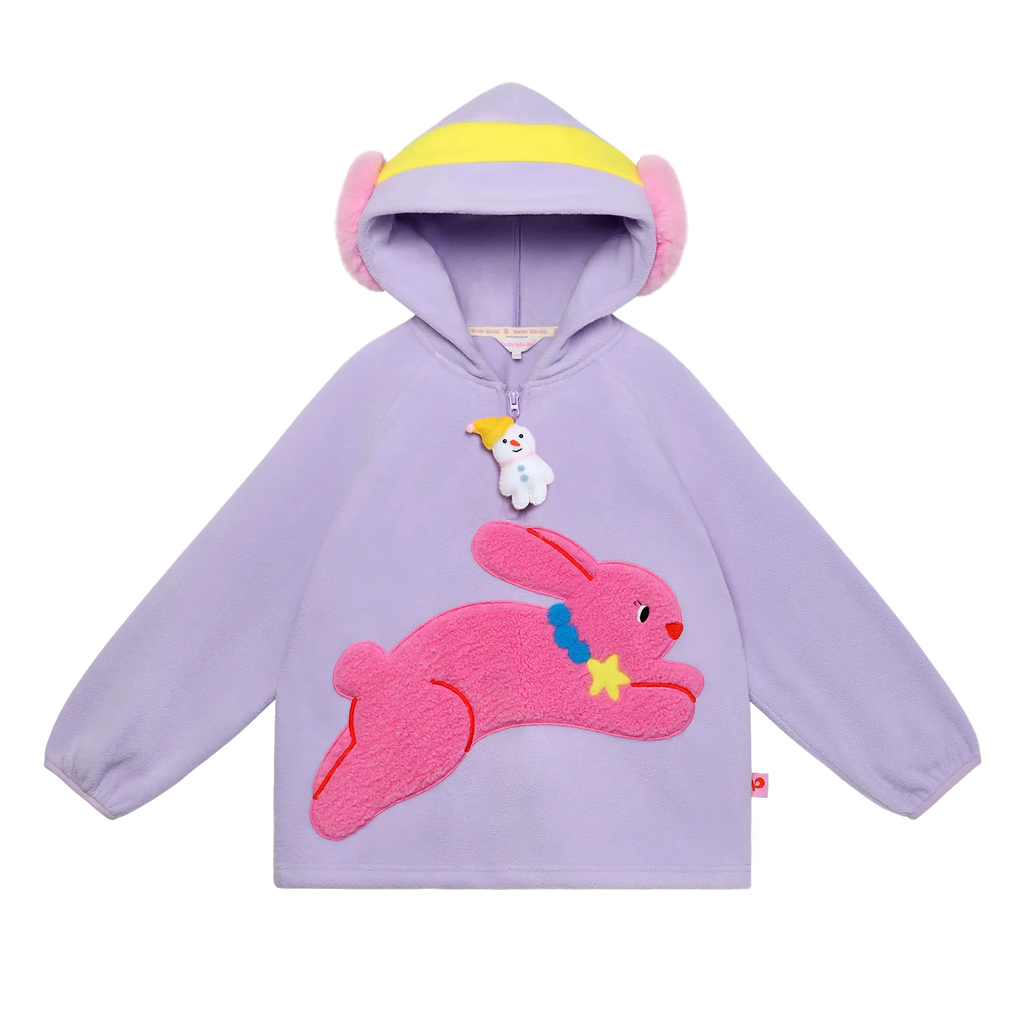 Snowman Wobbler & Star Bunny Fleece Hoodie by Poco Blush, image 2