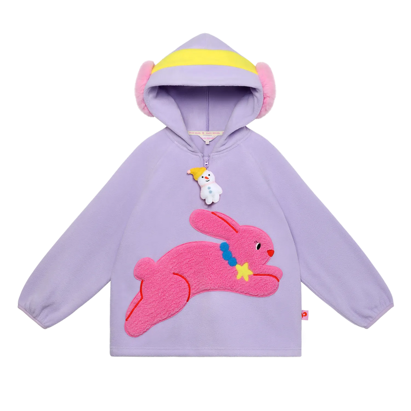 Snowman Wobbler & Star Bunny Fleece Hoodie by Poco Blush, image 2