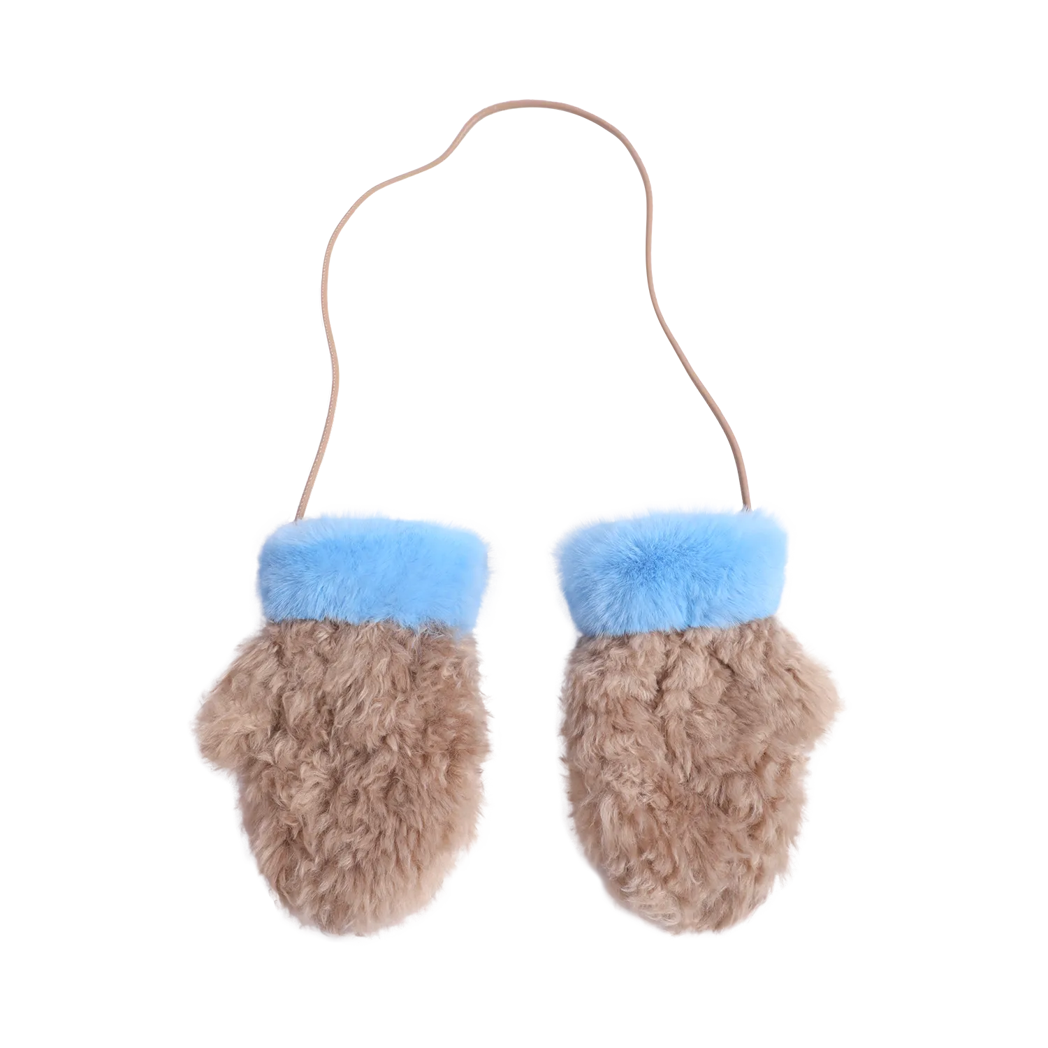 Poco Blush Plush Pony Mittens with Detachable Strap Brown