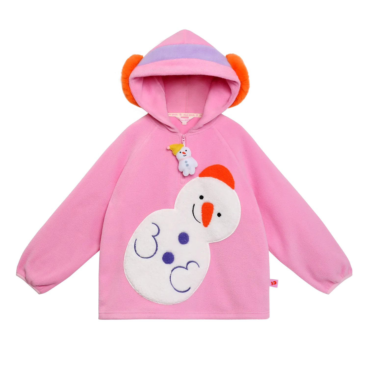 Poco Blush Snowman Wobbler & Star Bunny Fleece Hoodie Pink