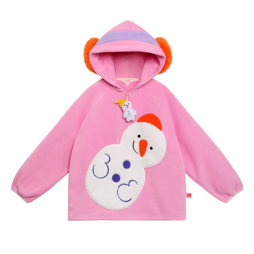 Snowman Wobbler & Star Bunny Fleece Hoodie by Poco Blush
