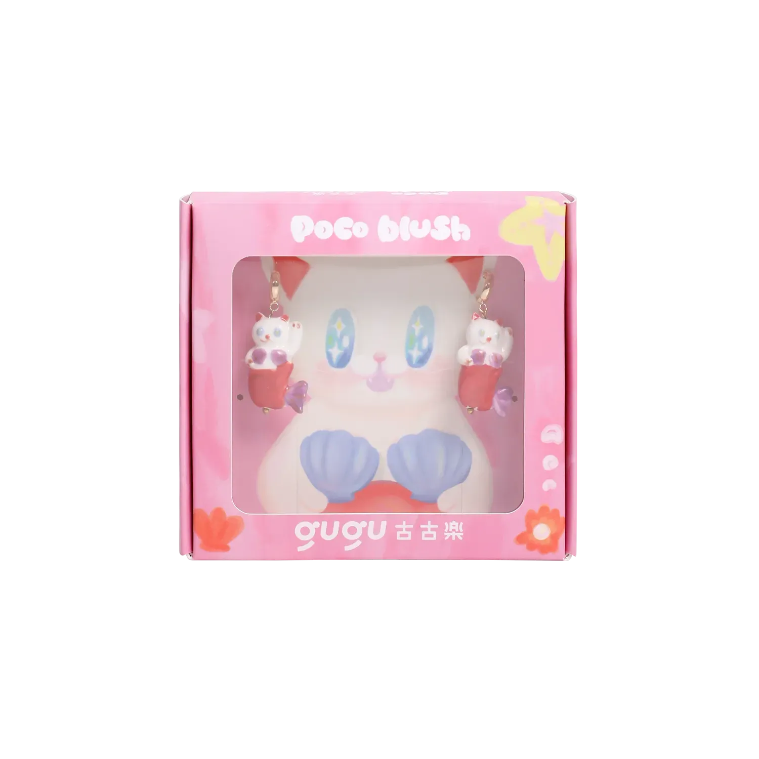 Poco Blush Hawaiian Mermaid Cat Ceramic Earrings