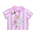 Poco Blush Swan Ballet Print Ruffle Polo Tee
