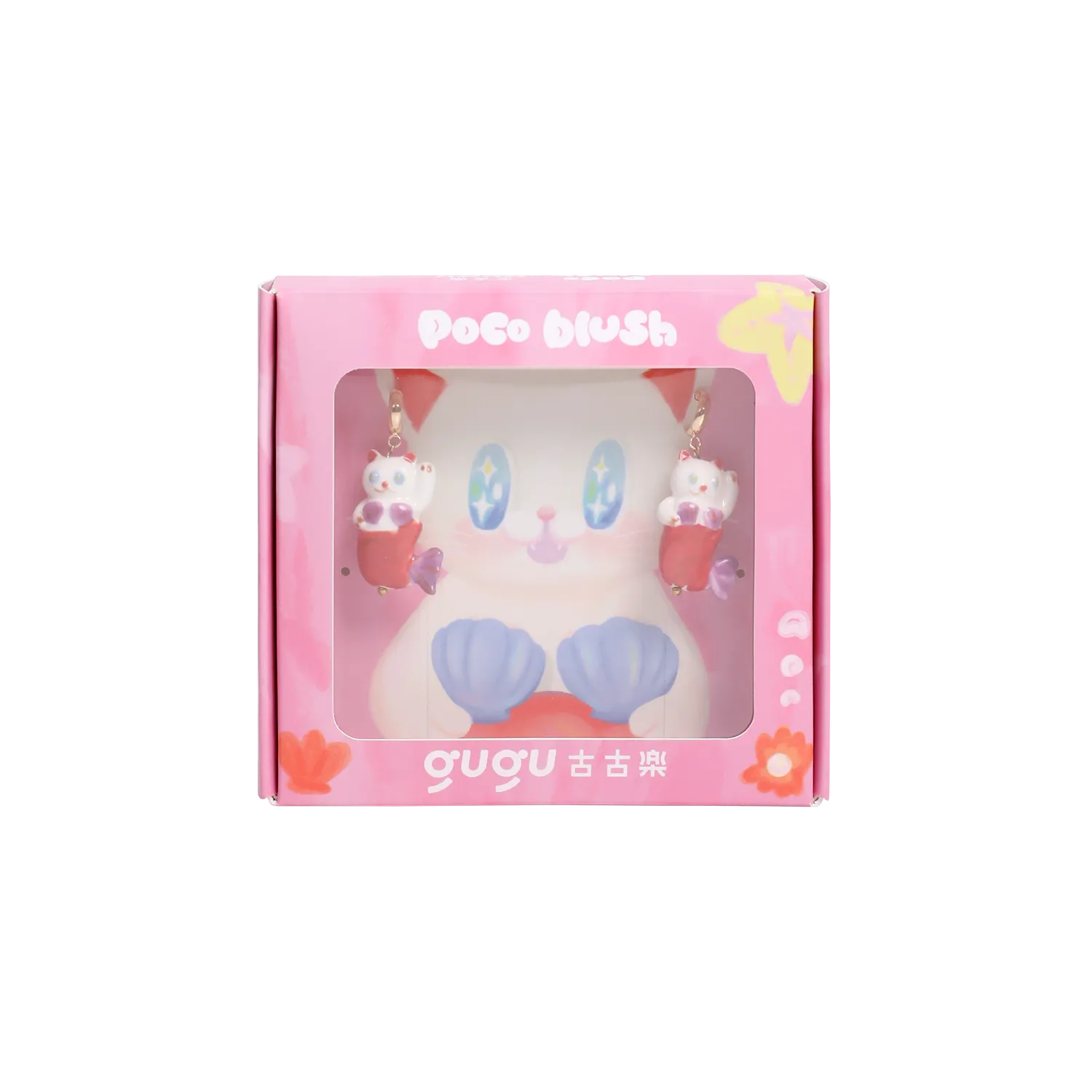 Poco Blush Hawaiian Mermaid Cat Ceramic Earrings