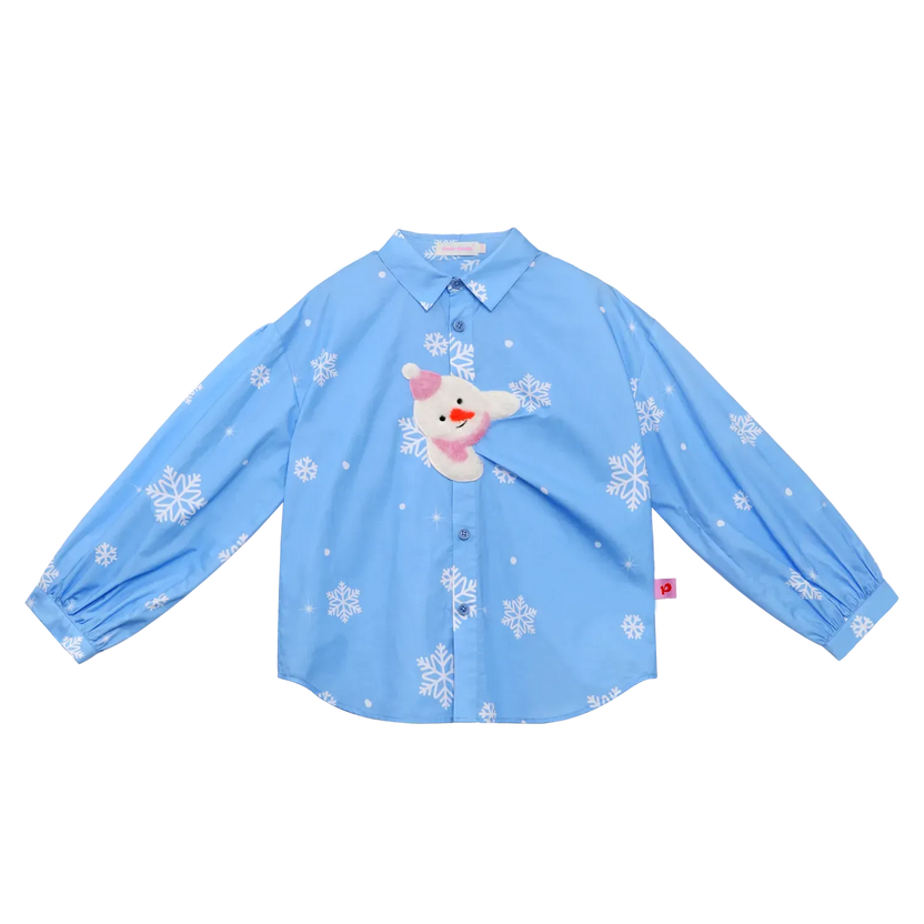 Snow Child Embroidered Cotton Shirt by Poco Blush