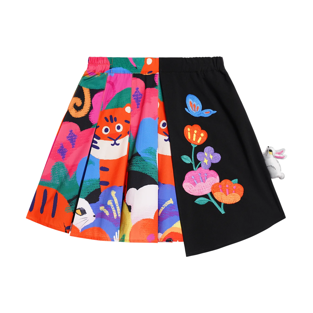 Poco Blush Rabbit Forest Pleated Skirt