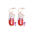 Poco Blush Hawaiian Mermaid Cat Ceramic Earrings