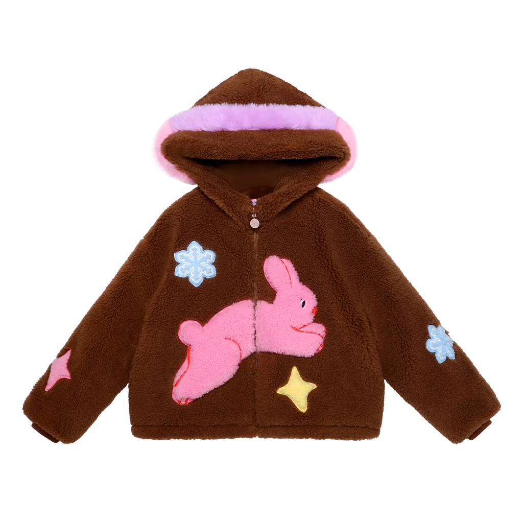 Poco Blush Snowman Wobbler & Star Bunny Sherpa Coat Brown