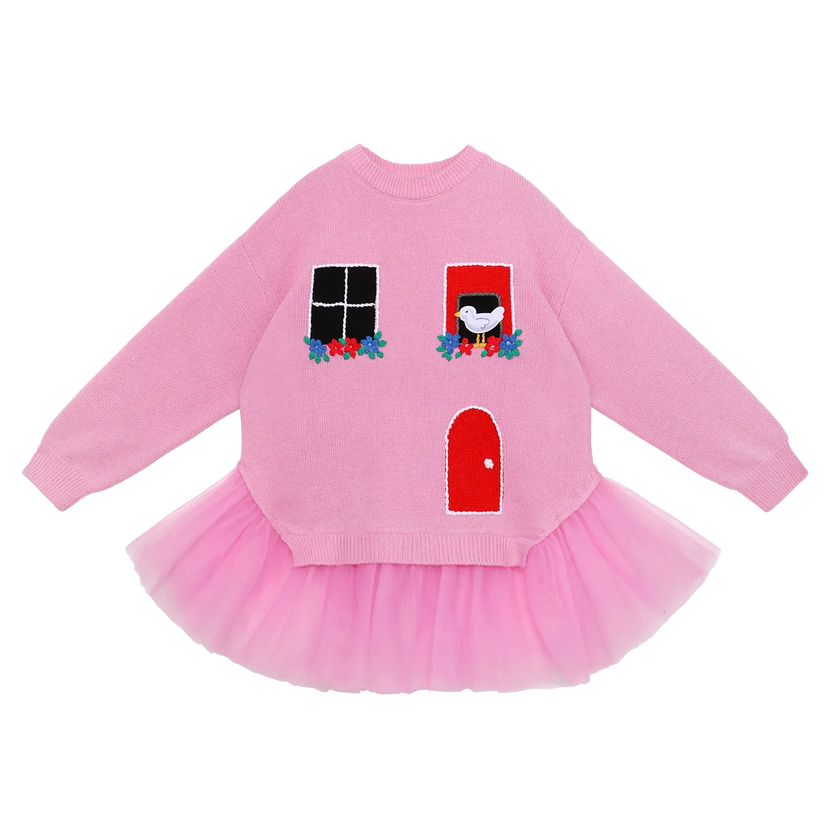 Bird at the Window Mesh Knit Sweater by Poco Blush, image 2