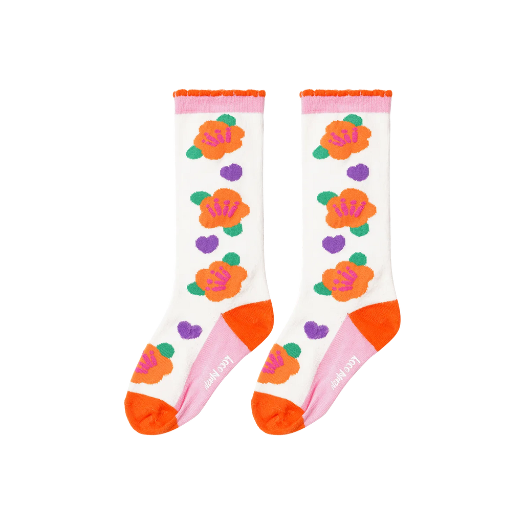 Poco Blush Camellia Jacquard Knee Socks