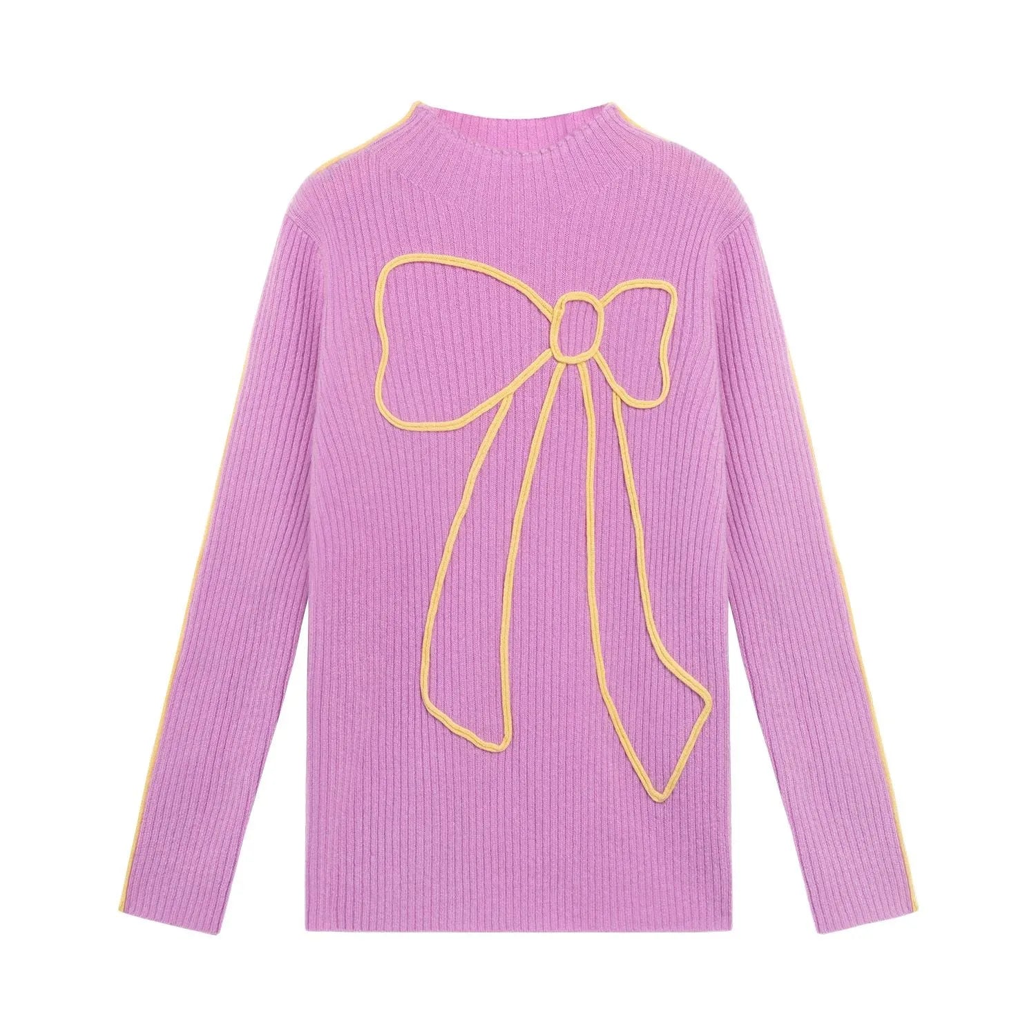 Poco Blush Wool Bow Knit Base Layer Top Purple
