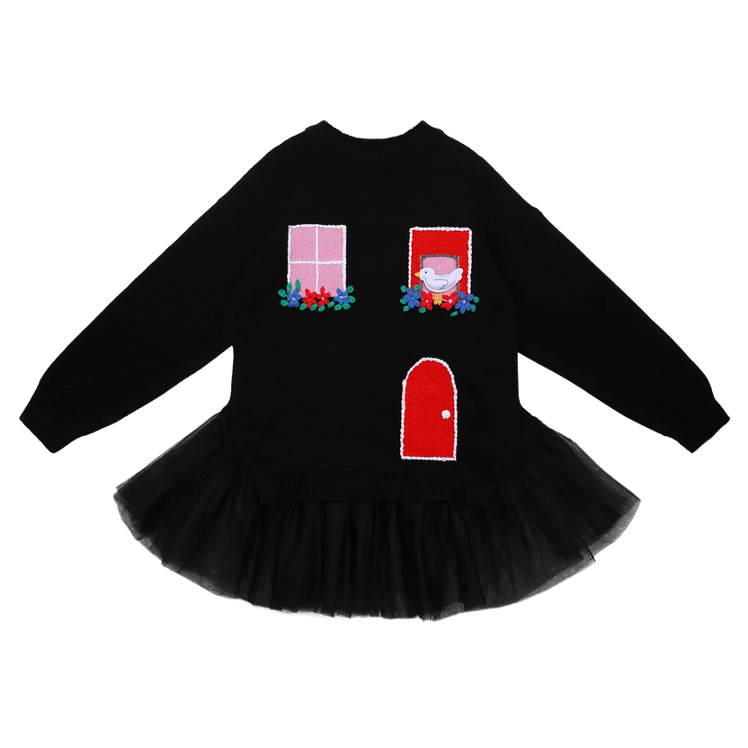 Bird at the Window Mesh Knit Sweater by Poco Blush
