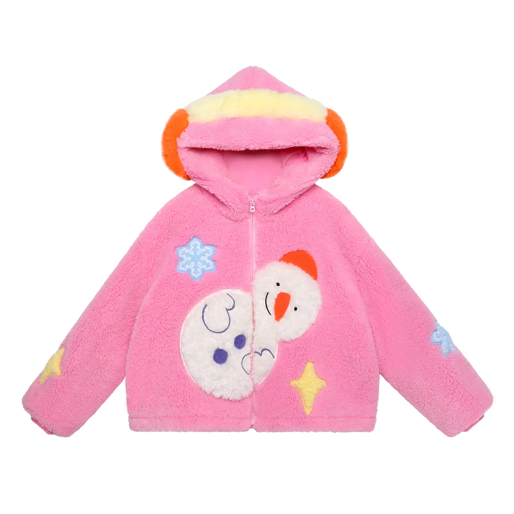 Poco Blush Snowman Wobbler & Star Bunny Sherpa Coat Pink