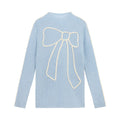 Poco Blush Wool Bow Knit Base Layer Top Sky Blue