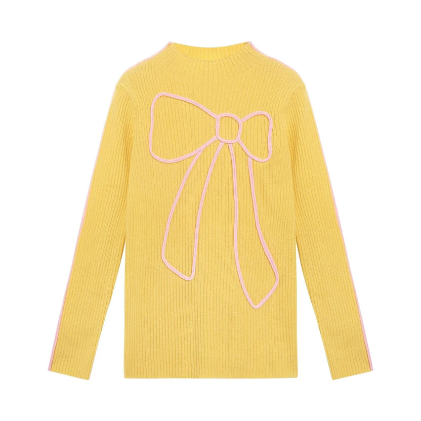 Wool Bow Knit Base Layer Top by Poco Blush
