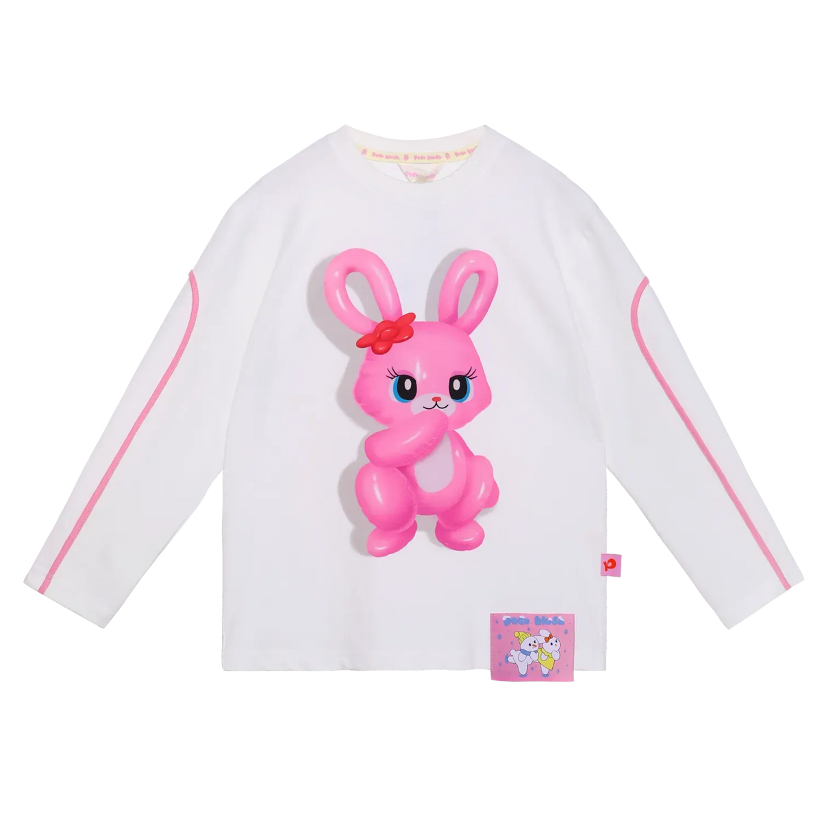 Poco Blush Bunny & Snowman Balloon Long-Sleeve Tee White