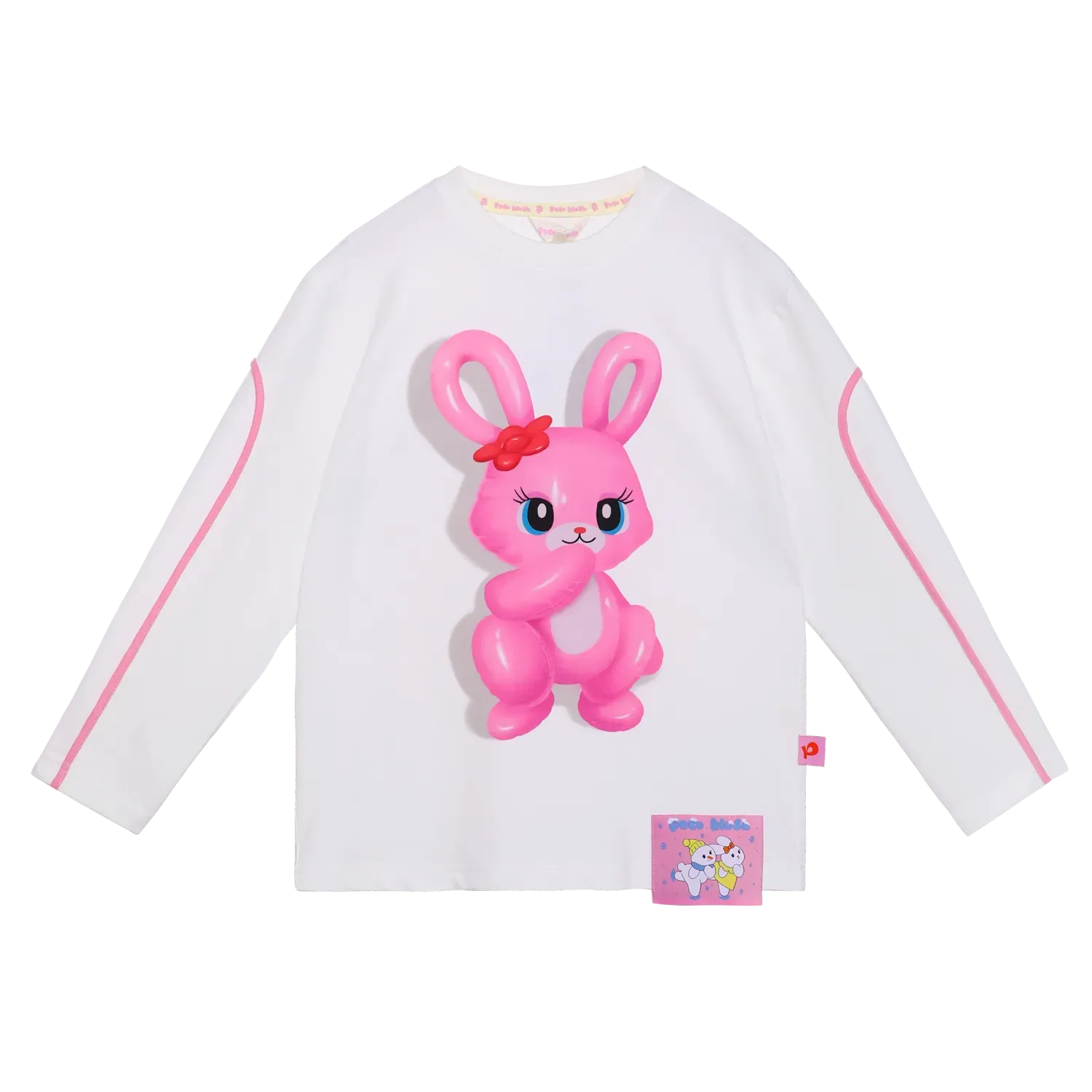 Poco Blush Bunny & Snowman Balloon Long-Sleeve Tee White