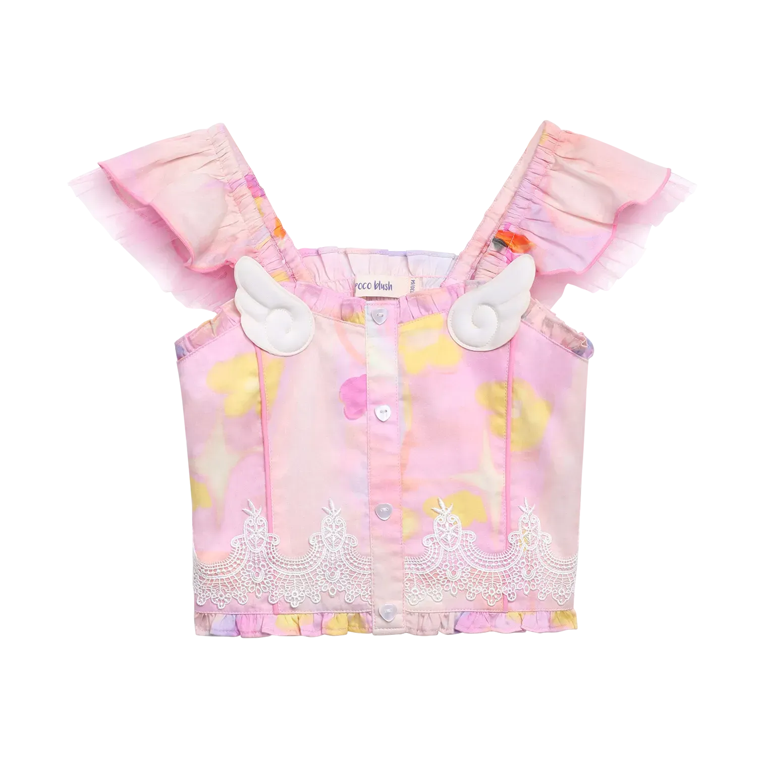 Poco Blush Swan Wing Smocked Strap Top
