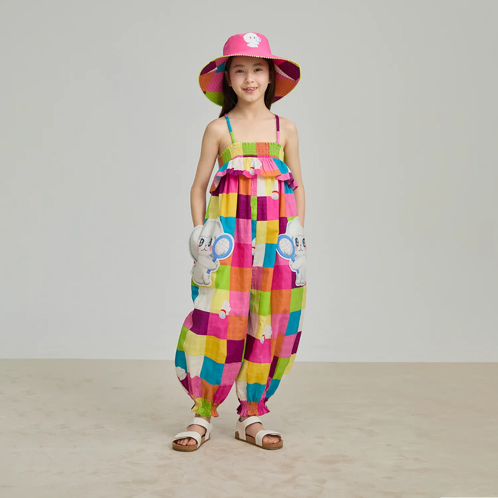 Poco Blush Rainbow Check Sports Romper
