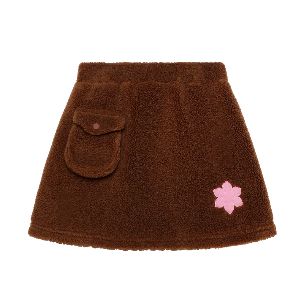 Poco Blush Little Snowflake Sherpa Skirt Brown