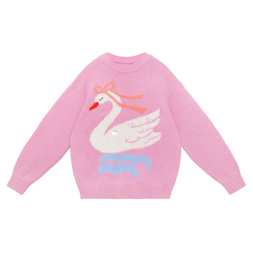 Elegant Swan Sparkle Sweater by Poco Blush