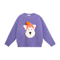Poco Blush Snow Squirrel & Puppy Loop Knit Sweater Purple