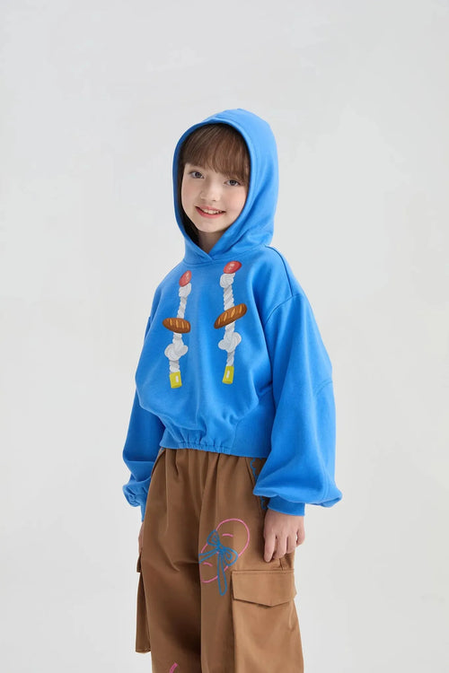 Bread Rope Print Short Hoodie by Poco Blush, image 2