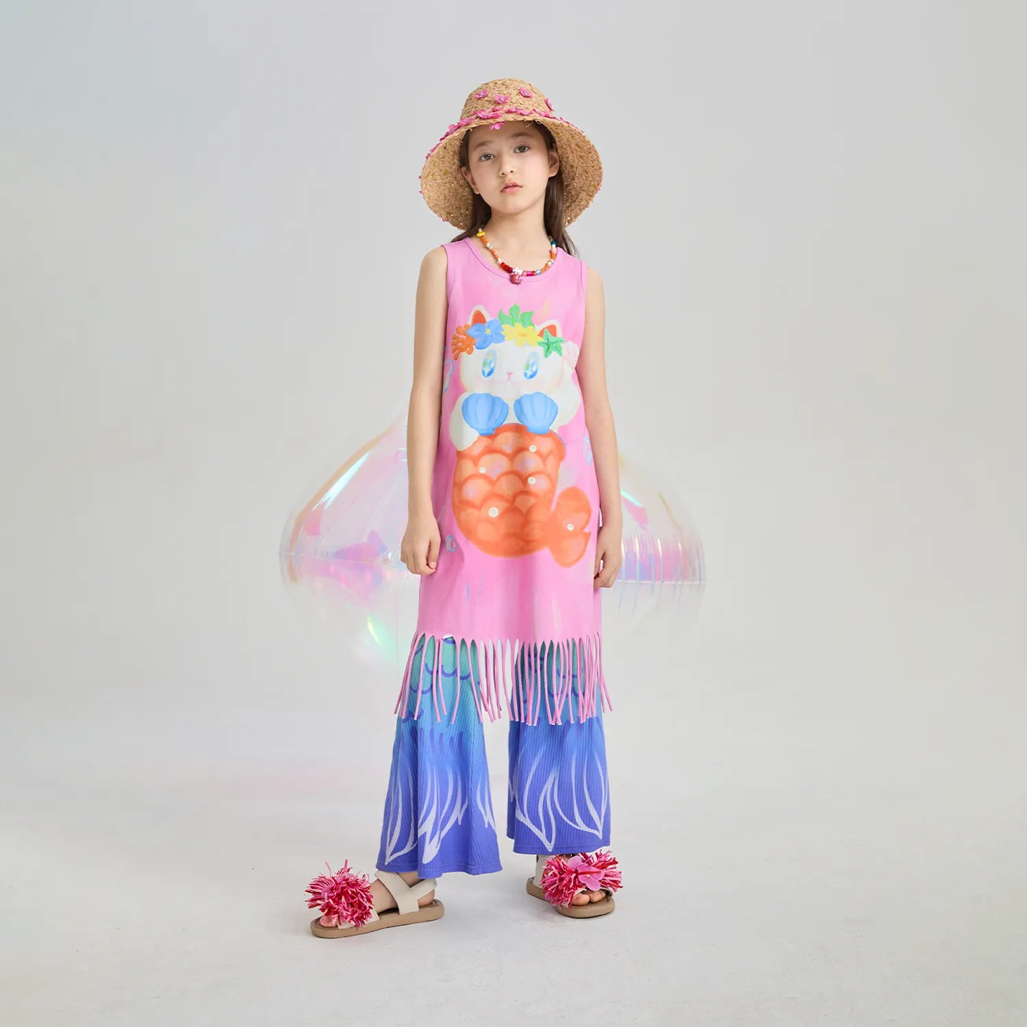 Poco Blush Hawaiian Mermaid Cat Tassel Maxi Skirt