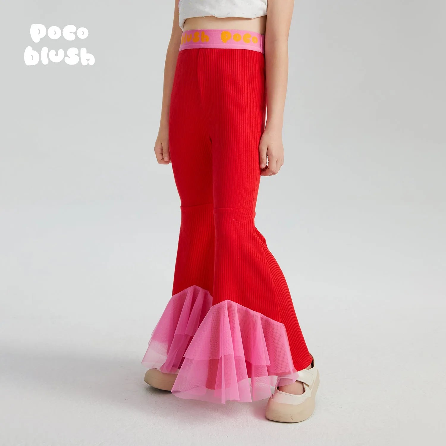 Poco Blush Lotus Mesh Flare Pants