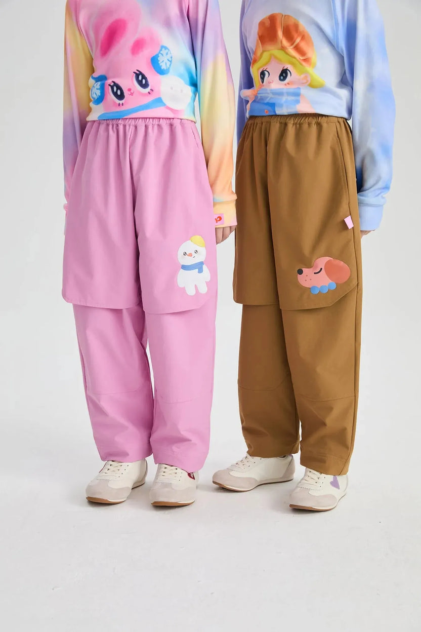Dachshund & Snowman Functional Parachute Pants by Poco Blush, image 2