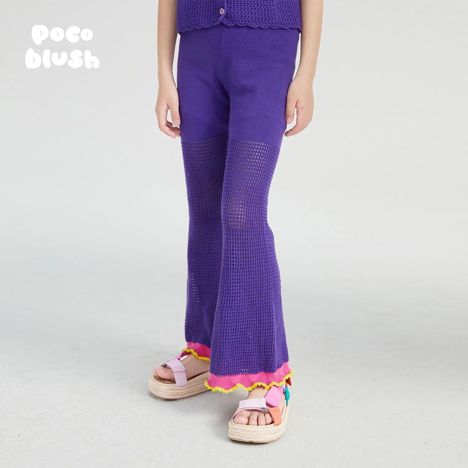 Poco Blush Pagoda Knit Flare Pants