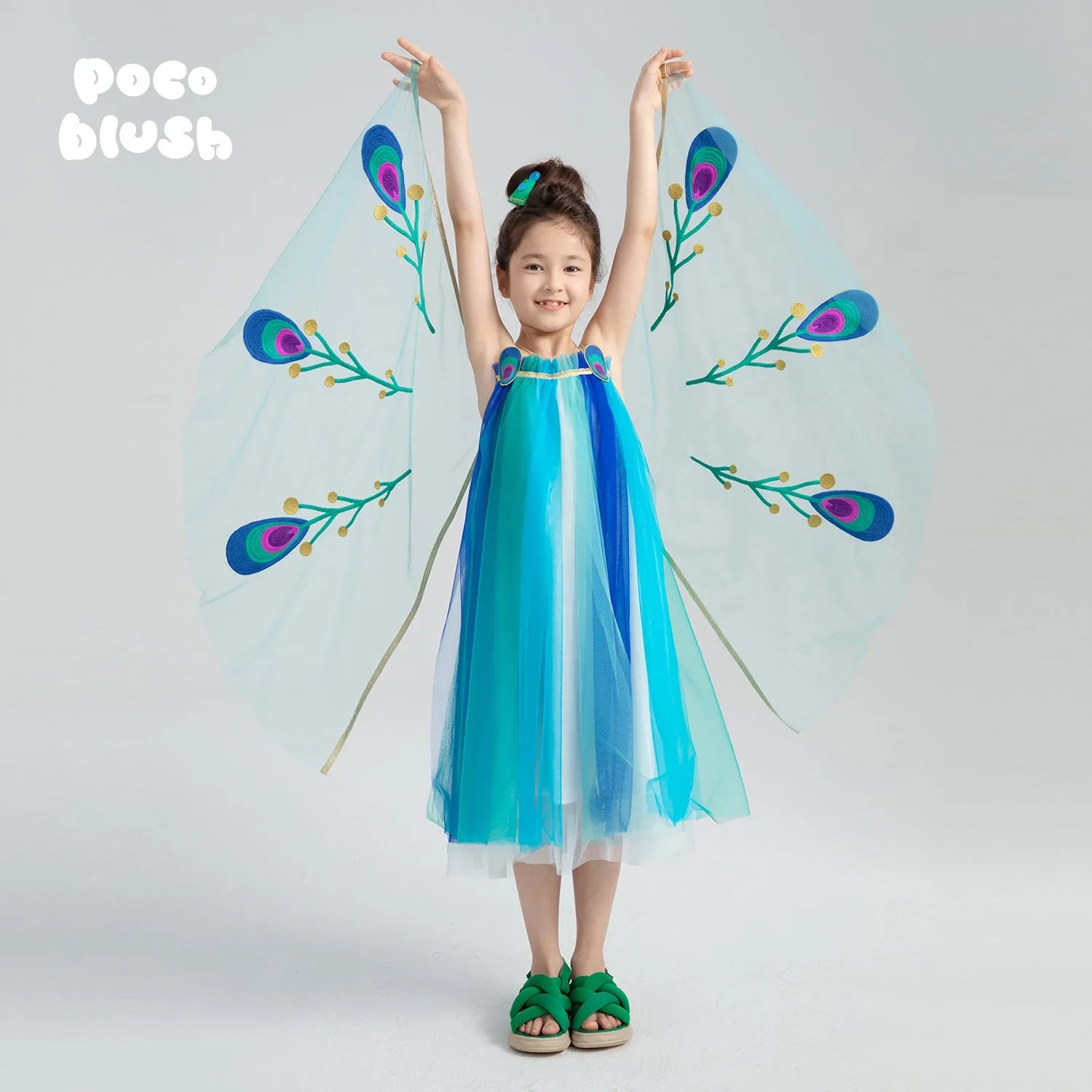 Poco Blush Peacock Dance Mesh Maxi