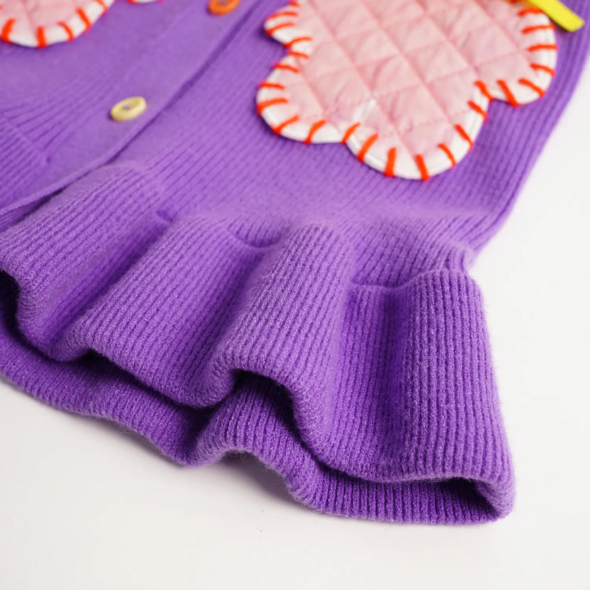 Raspberry Teddy Ruffle Cardigan by Poco Blush, image 7