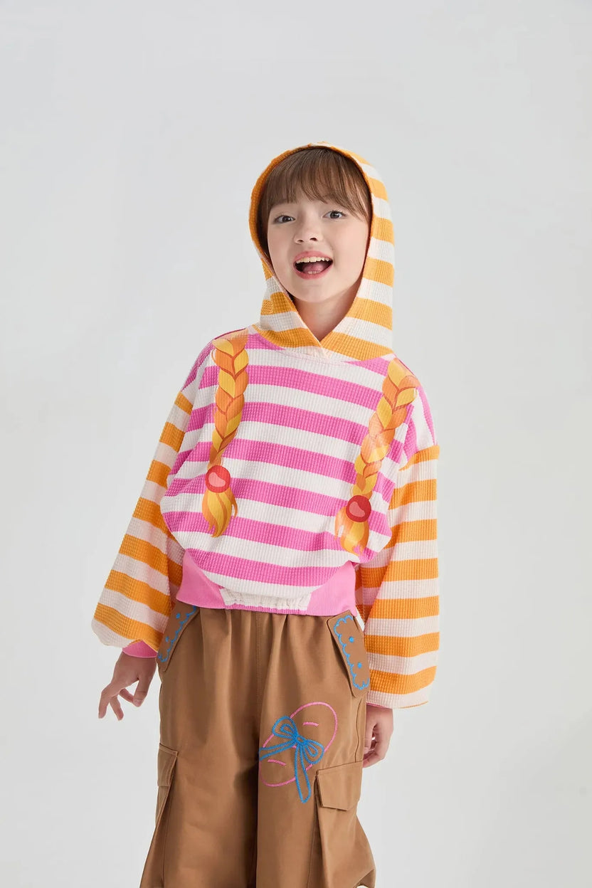 Braided Bread Stripe Hoodie by Poco Blush, image 2