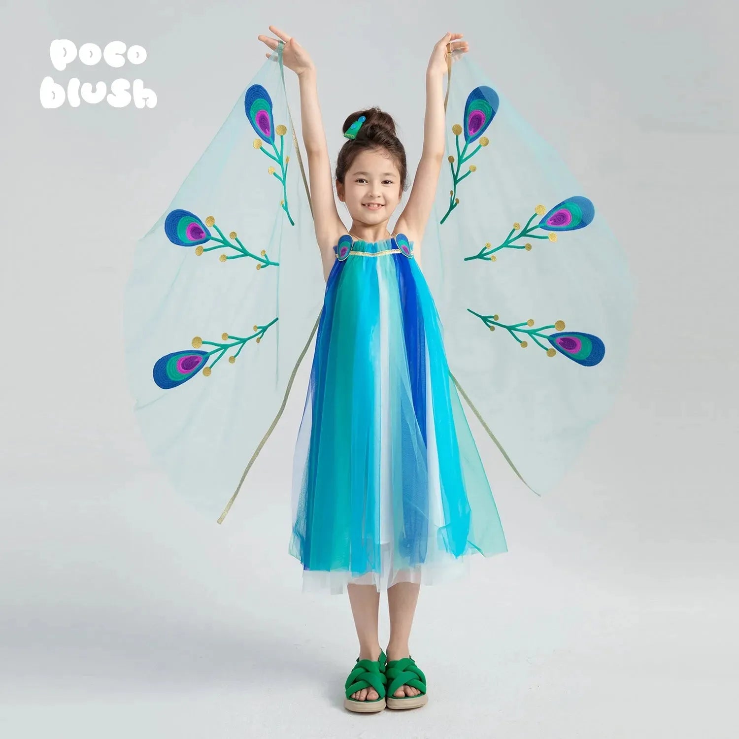 Poco Blush Peacock Dance Mesh Maxi