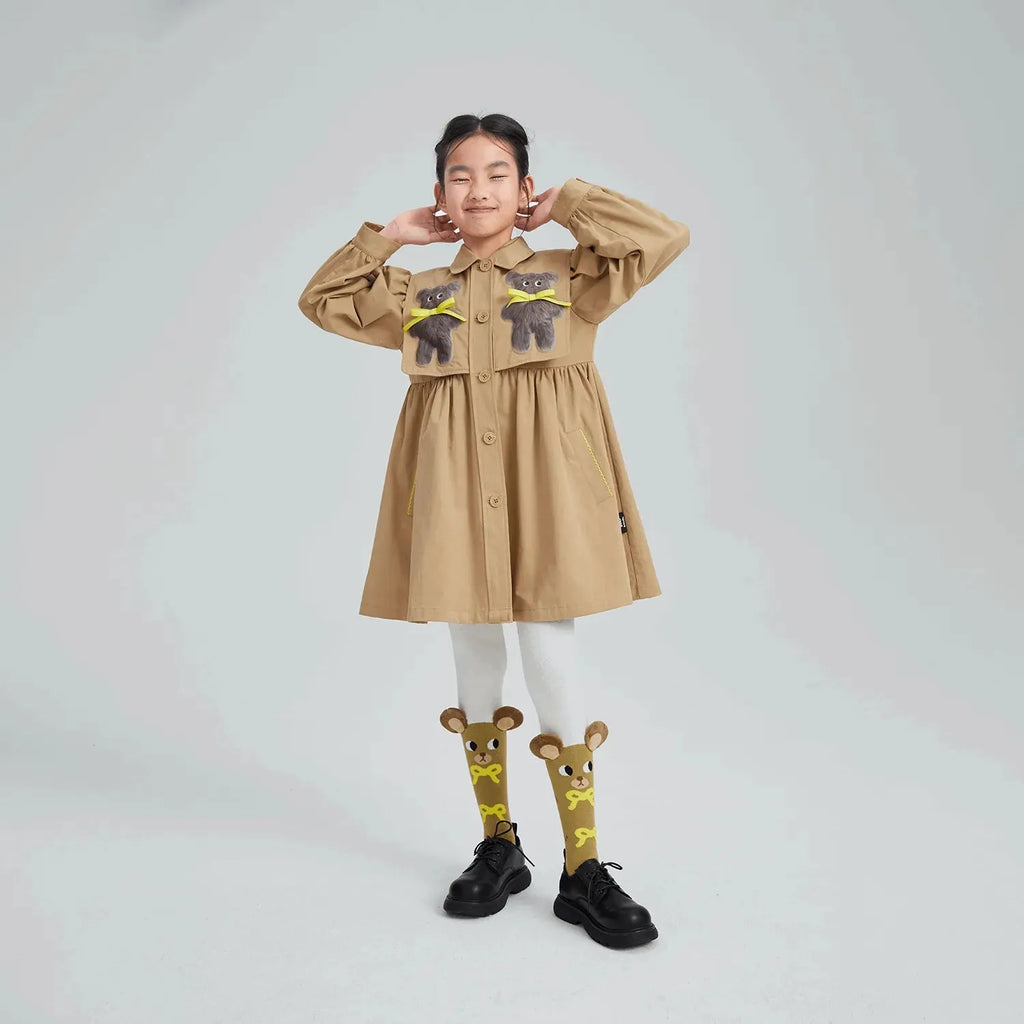 Poco Blush Ribbon Bear Trench Coat