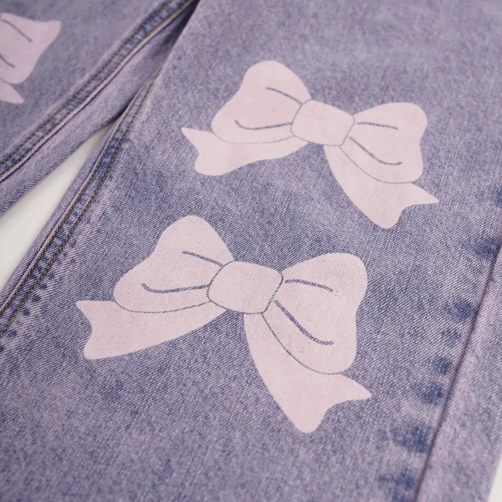 Poco Blush Butterfly Dream Fleece-Lined Stretch Denim Jeans