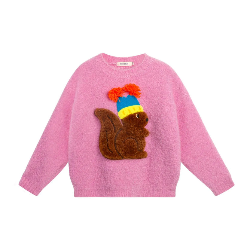 Snow Squirrel & Puppy Loop Knit Sweater by Poco Blush