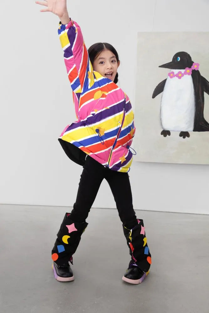 Poco Blush Rainbow Penguin Reversible Down Jacket