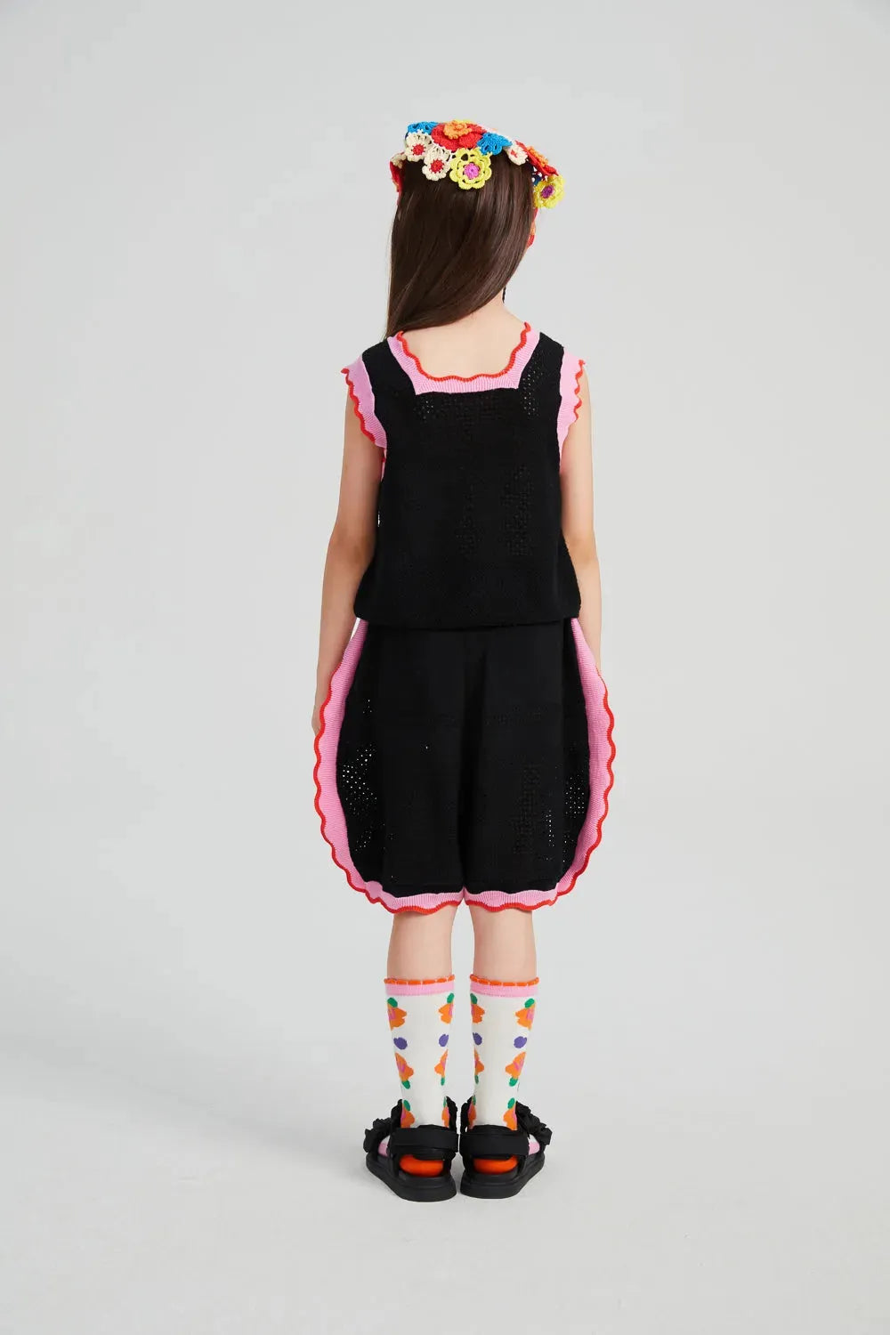 Poco Blush Camellia Blooms Lace Knit Shorts